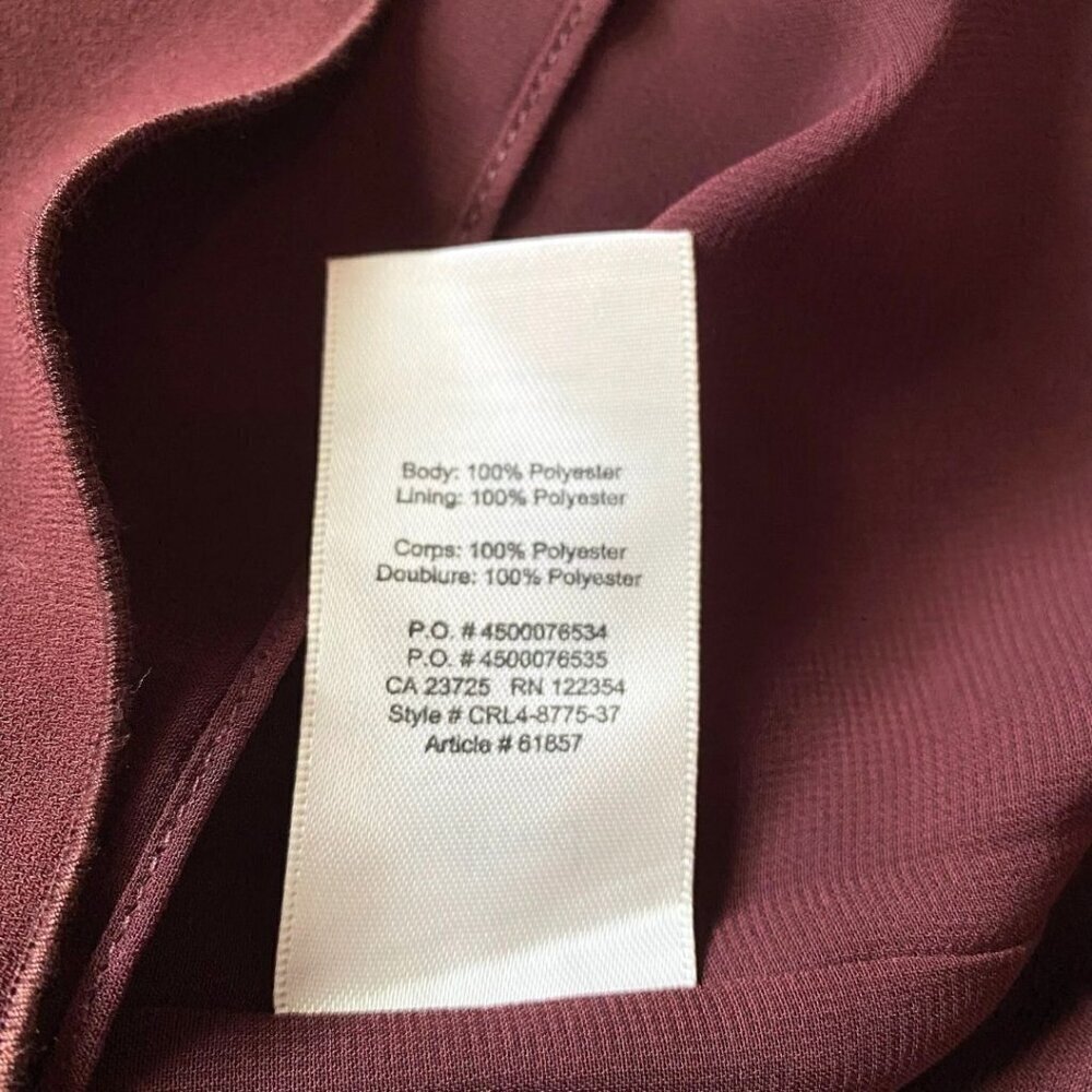 ARITZIA WILFRED DUREE OFF THE SHOULDER SHIFT DRESS IN BURGUNDY BROWN WINE - S - Picture 9 of 9